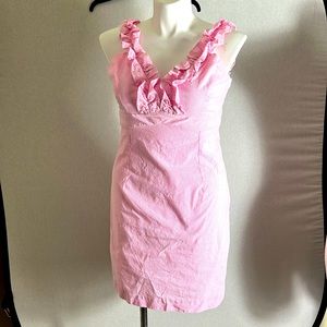 Lilly Pulitzer Pink Ruffle V-Neck Sheath Dress
